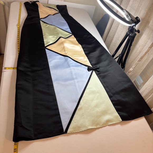 90’s Jessica McClintock for Gunne Sax Color Block Corset Black Gown Sz 9/10 - Picture 14 of 16